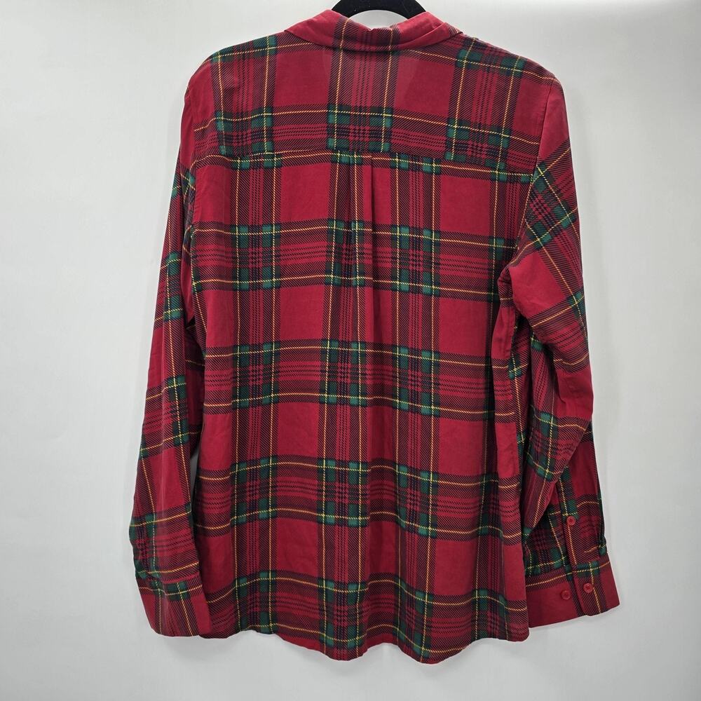 Orvis Red Plaid Silk Shirt Womens Large Long Sleeve - Picture 2 of 8